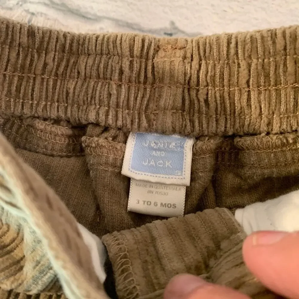 JANIE AND JACK Boy’s 2 Piece Turtleneck Onesie and Corduroy Pants / Size: 3-6 Mo